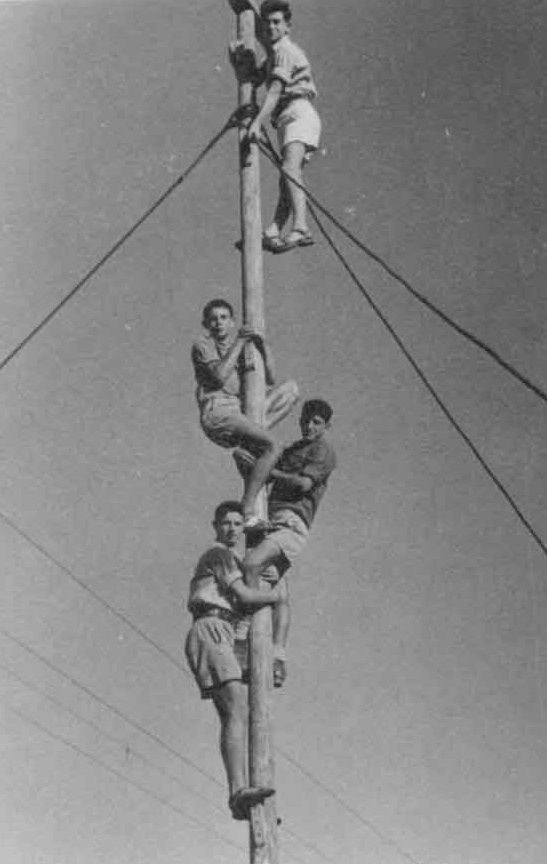 1945 – מלמעלה: אמנון דרור, צ'רלי, ברוך ויזל, זיוי, יהושע ועמנואל